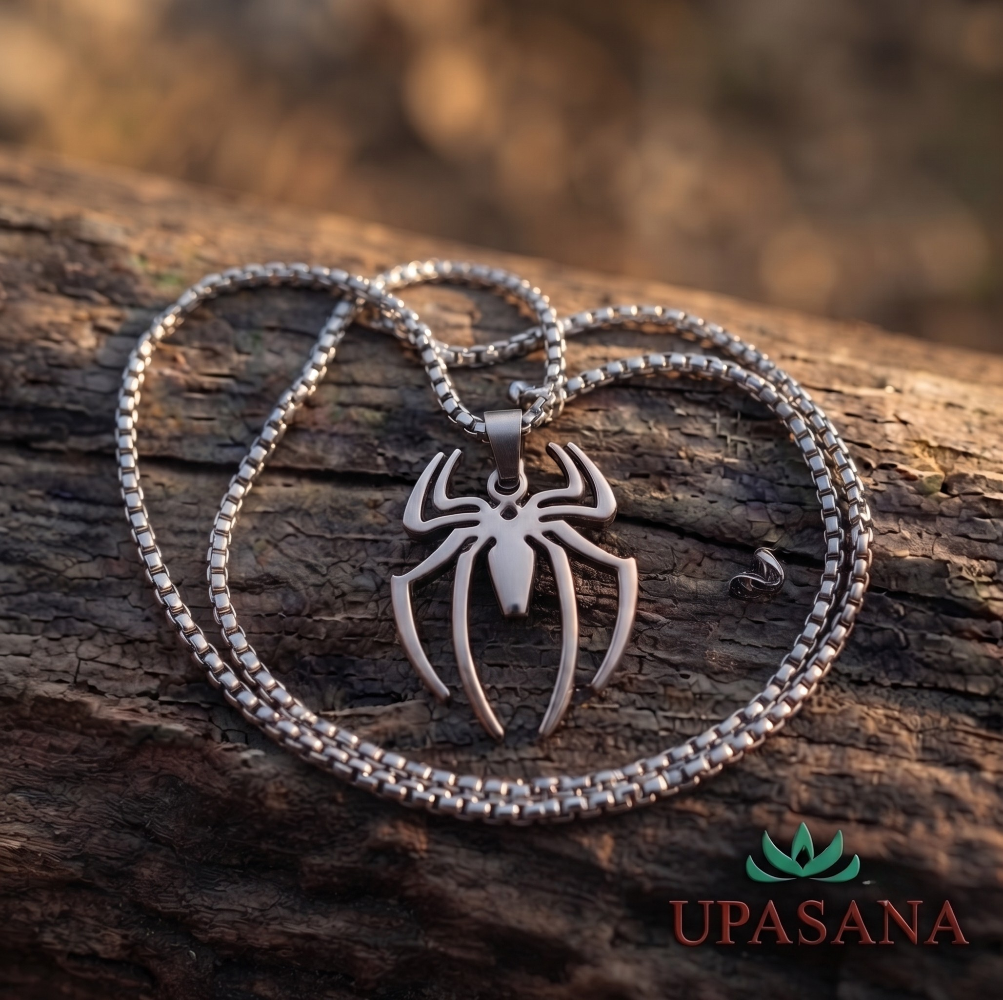 Cover image for Unleash Your Edge: Men's Silver-Plated Spider Pendant Chain