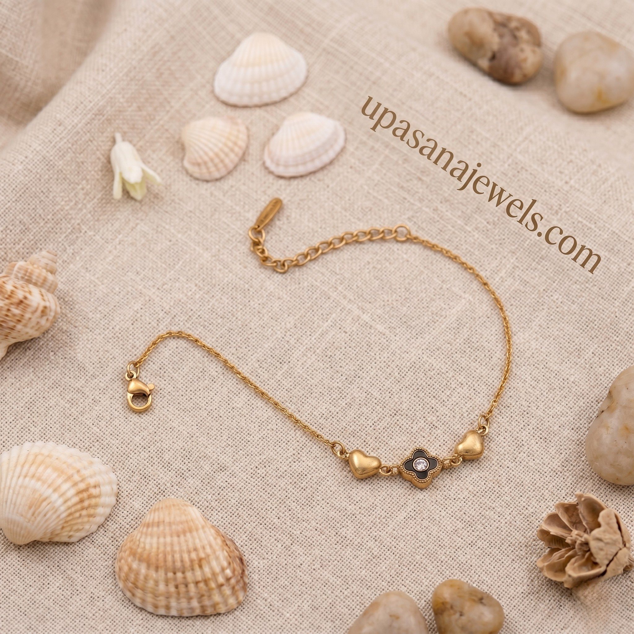 Upasana Stainless Steel Bracelet for Women | Gold Plated Anti Tarnish Designer Bracelet premium craftsmanship product view animate-image