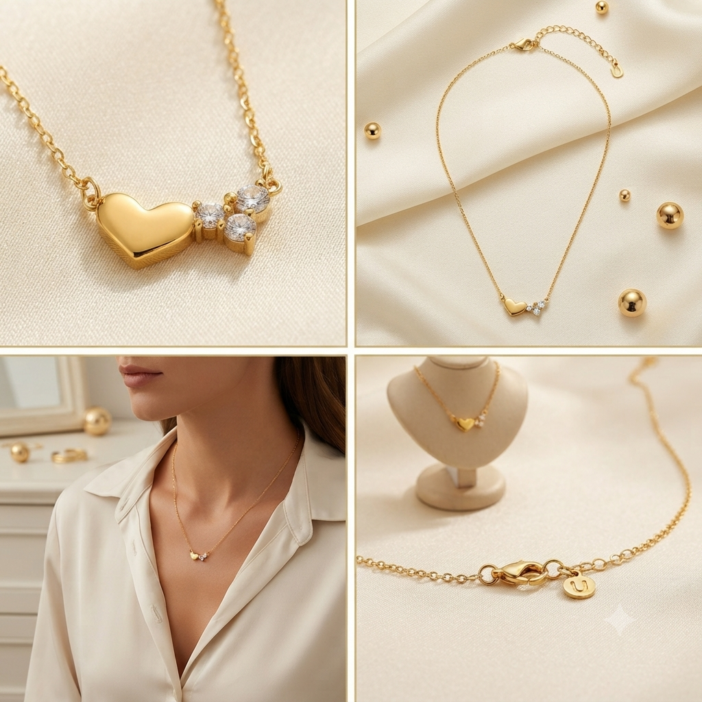 Upasana Jewels Minimalist Korean-Style Golden Heart Pendant