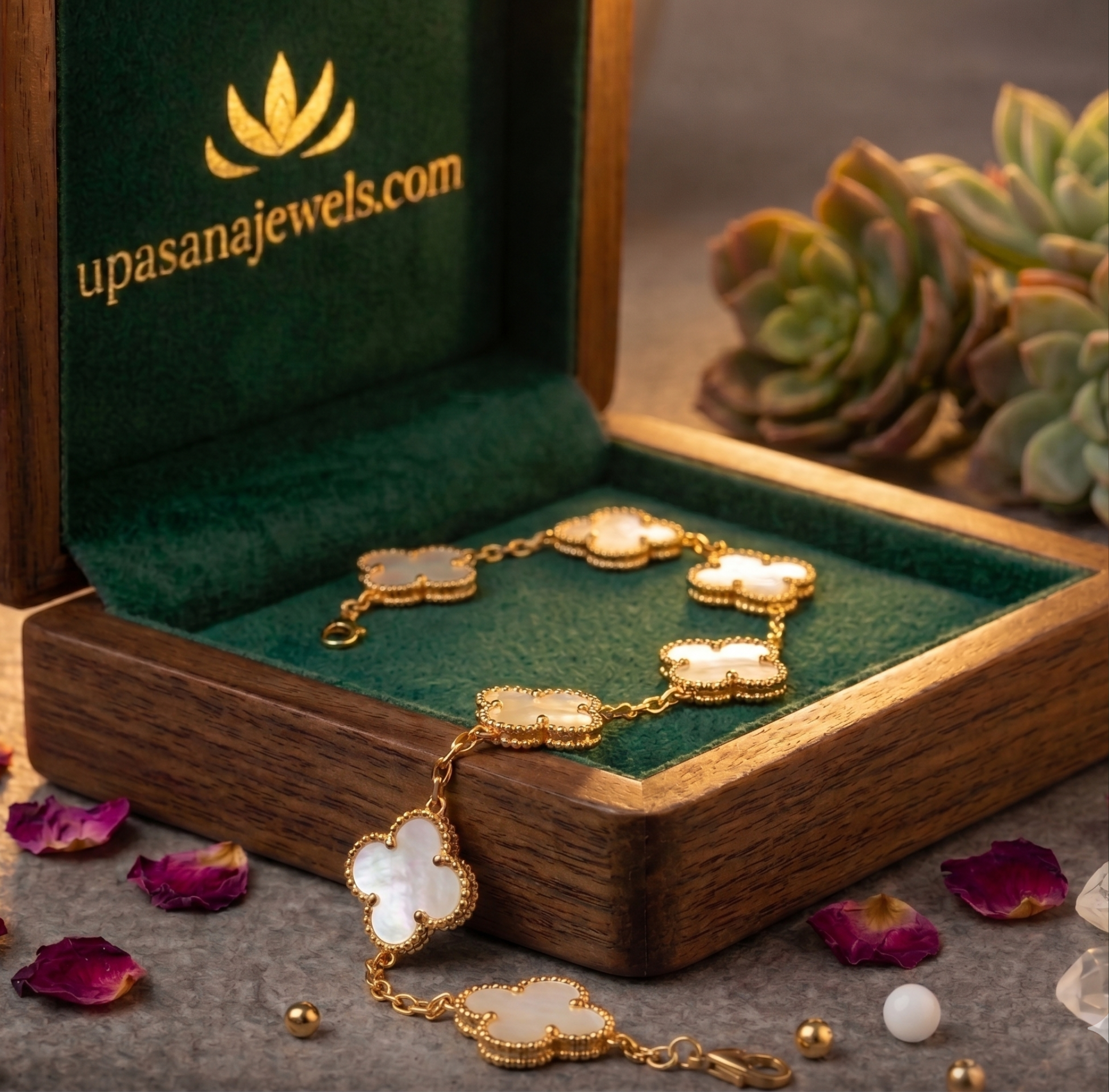 Clover Luxe Bracelet – Royal Gold premium craftsmanship product view animate-image