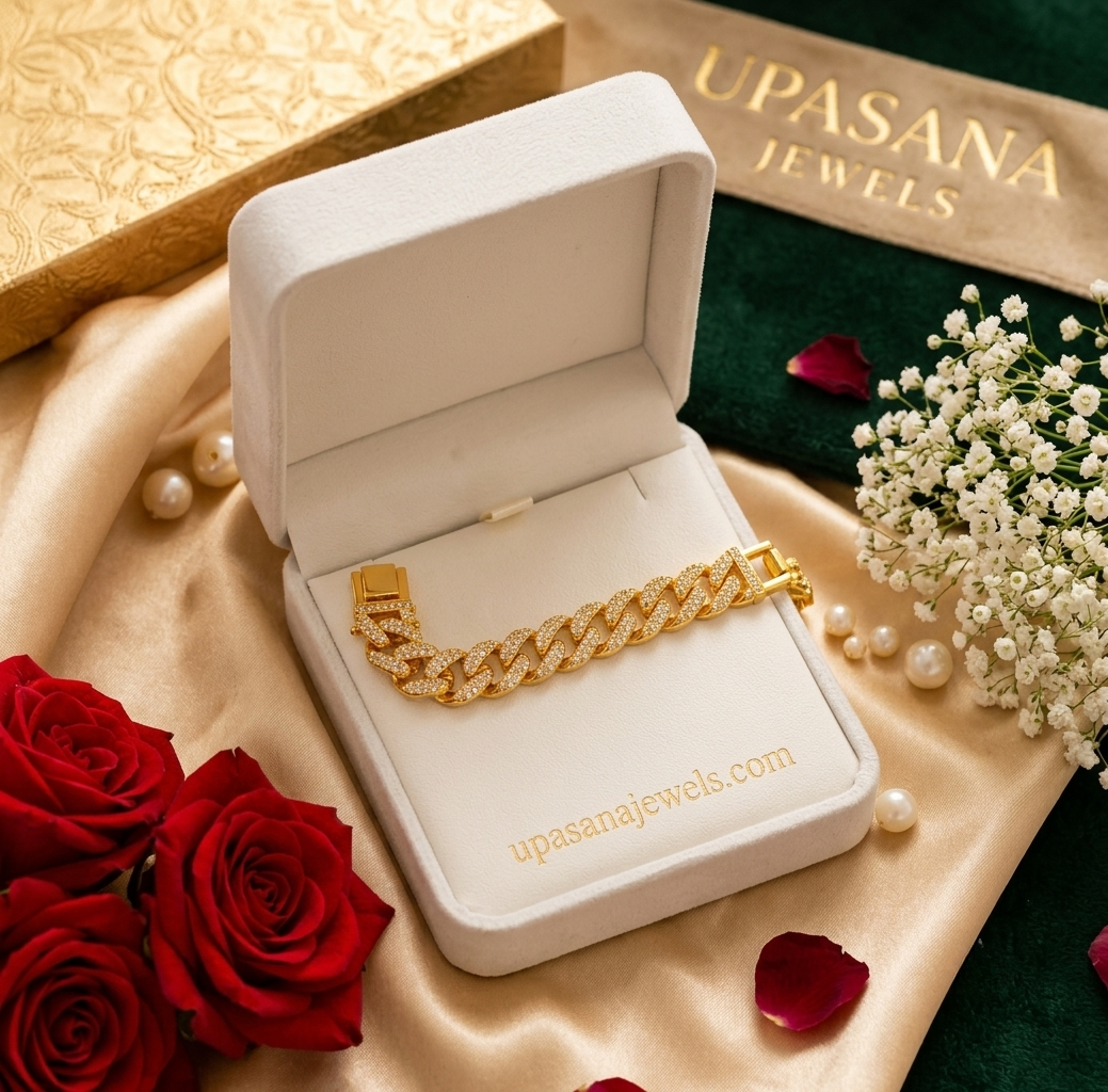 Handcrafted Gold Stainless Steel Bracelet by Upasna Jewels premium craftsmanship product view animate-image
