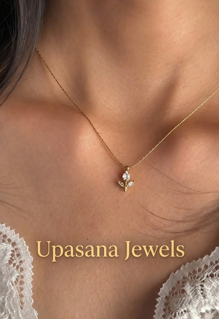 White Gold-Tone Crystal Tulip Necklace by Upasana Jewels