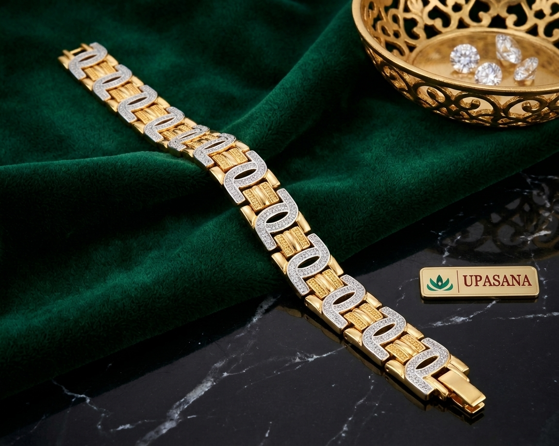 Upasna Men's Gold Designer Bracelet premium craftsmanship product view animate-image