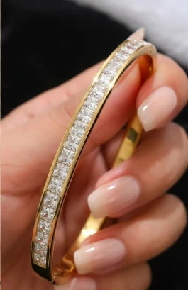UPASANA JEWELS Gleve Eternal Radiance Stainless Steel Gold Kada – Anti-Tarnish Daily Wear Bangle with Brilliant CZ Stones — photo 2