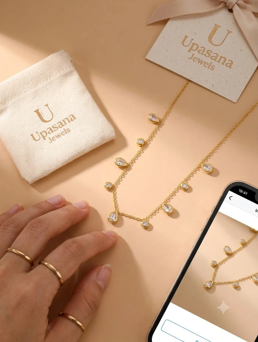 The Aura Stone Station Gold Chain Necklace - 18K Gold Plated & Waterproof Everyday Luxury — photo 2