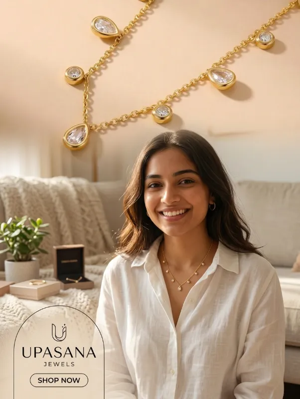 The Aura Stone Station Gold Chain Necklace - 18K Gold Plated & Waterproof Everyday Luxury