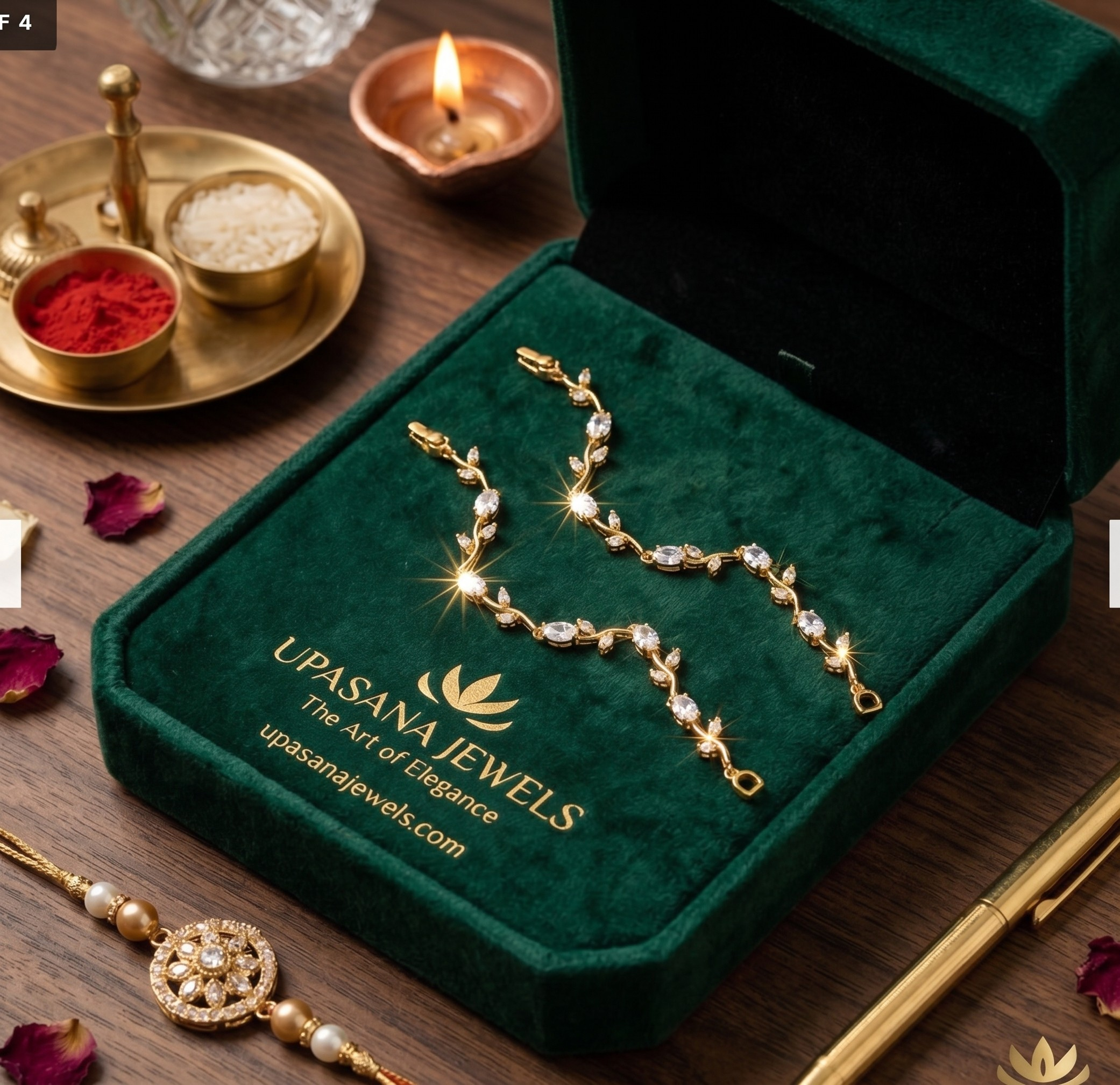 Amar Beauty & Jewels Shagun Tulip Crystal Bracelet Rakhi Set for Bhabhi (Pack of 2) | Premium Adjustable Floral Lumba Rakhi | Raksha Bandhan 2026 premium craftsmanship product view animate-image