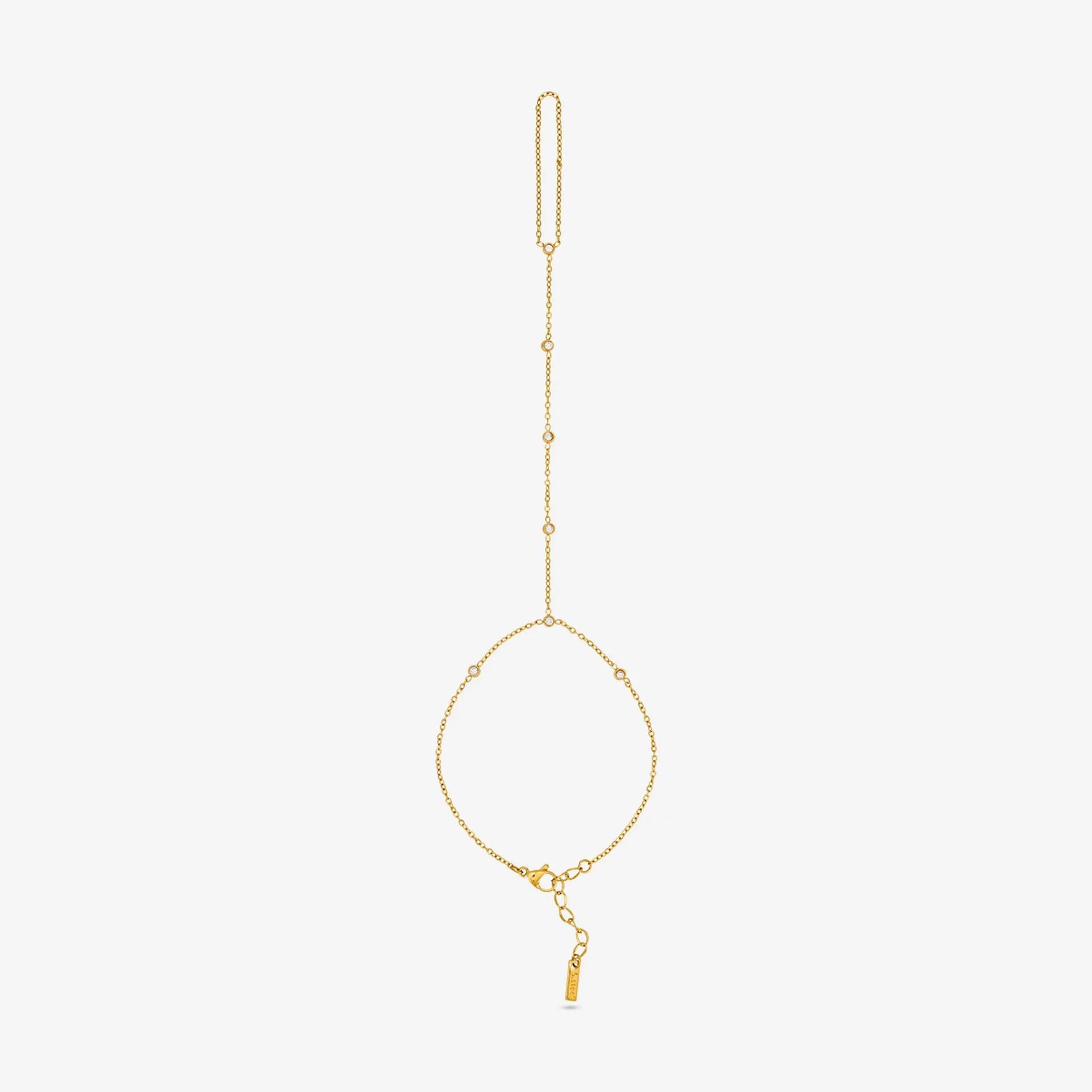 Upasana Jewels Celestial Shimmer CZ Gold-Plated Finger Ring Chain Bracelet — photo 4