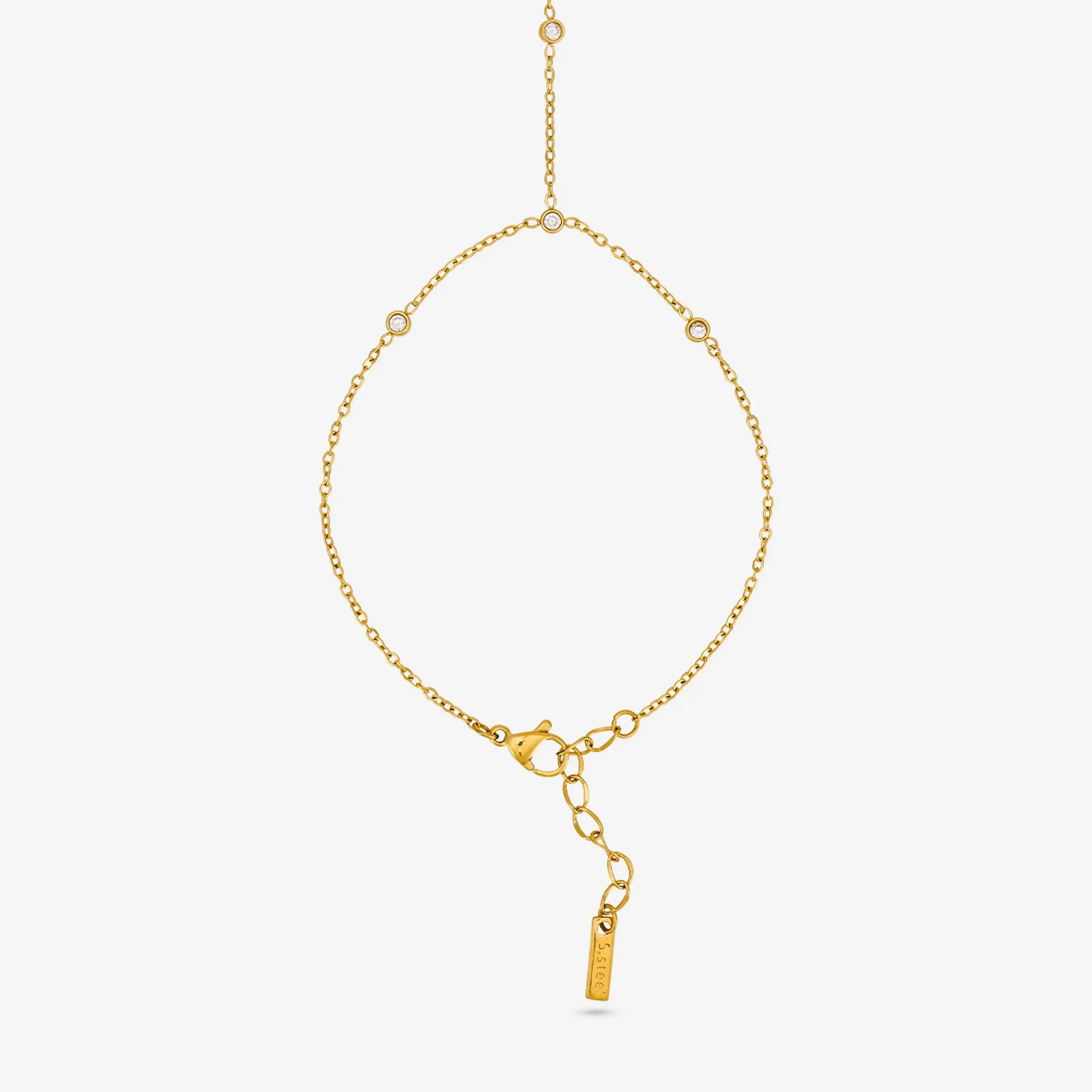 Upasana Jewels Celestial Shimmer CZ Gold-Plated Finger Ring Chain Bracelet — photo 3