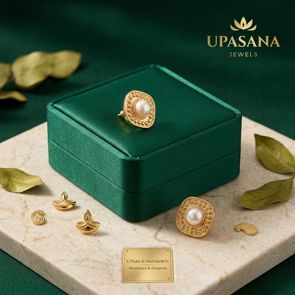 Regal Aura Pearl Statement Studs premium craftsmanship product view animate-image