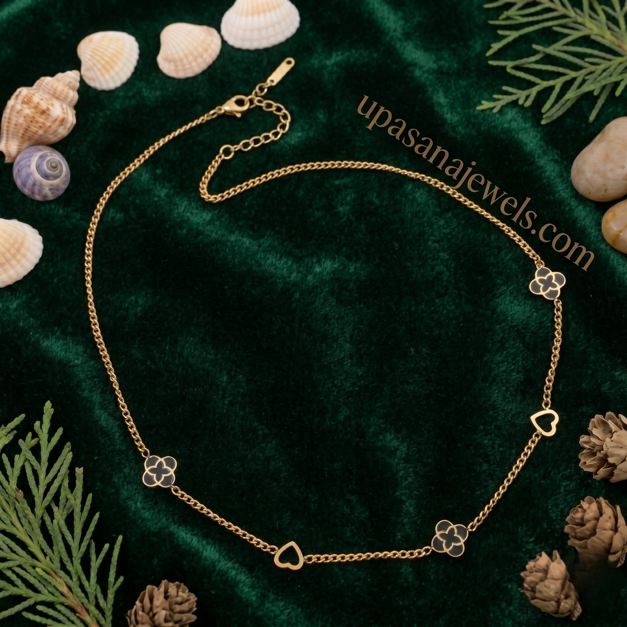 Upasana Stainless Steel Necklace for Women | Gold Plated Anti Tarnish Designer Necklace premium craftsmanship product view animate-image