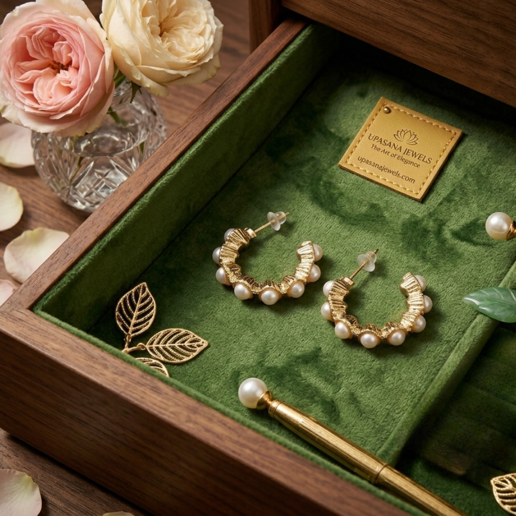 Luxury Pearl Designer Hoops premium craftsmanship product view animate-image